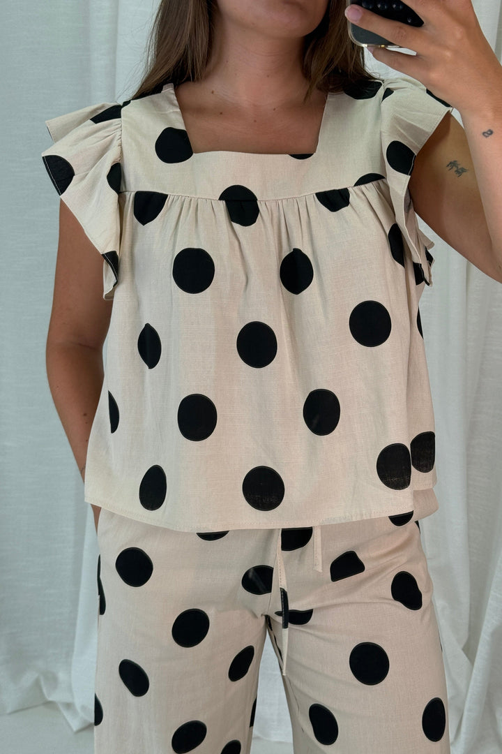 A-bee - Fanny Dot Shirt - Ecru Bluser