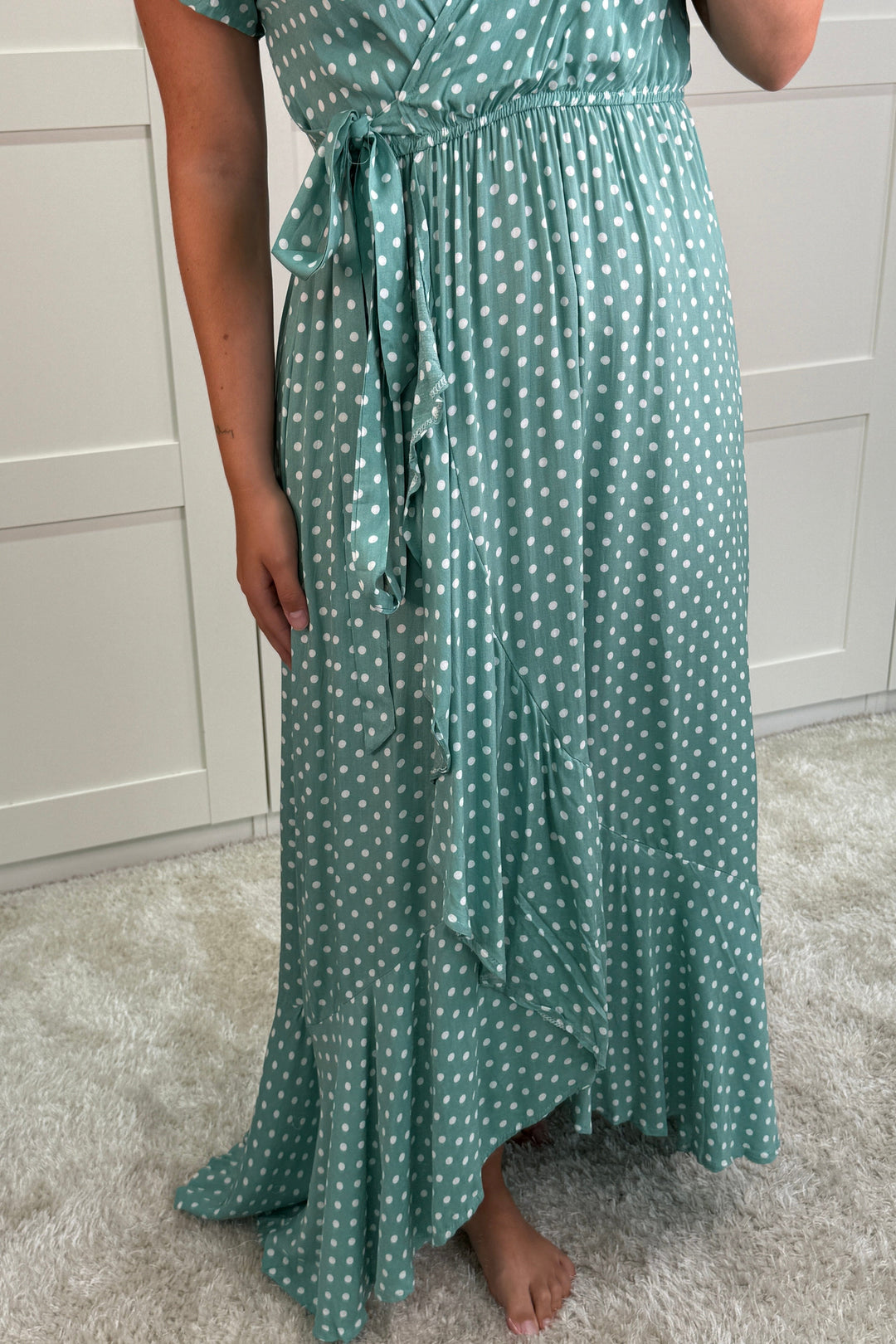 A-bee - Ginevra Dot Wrap Dress - Green Kjoler