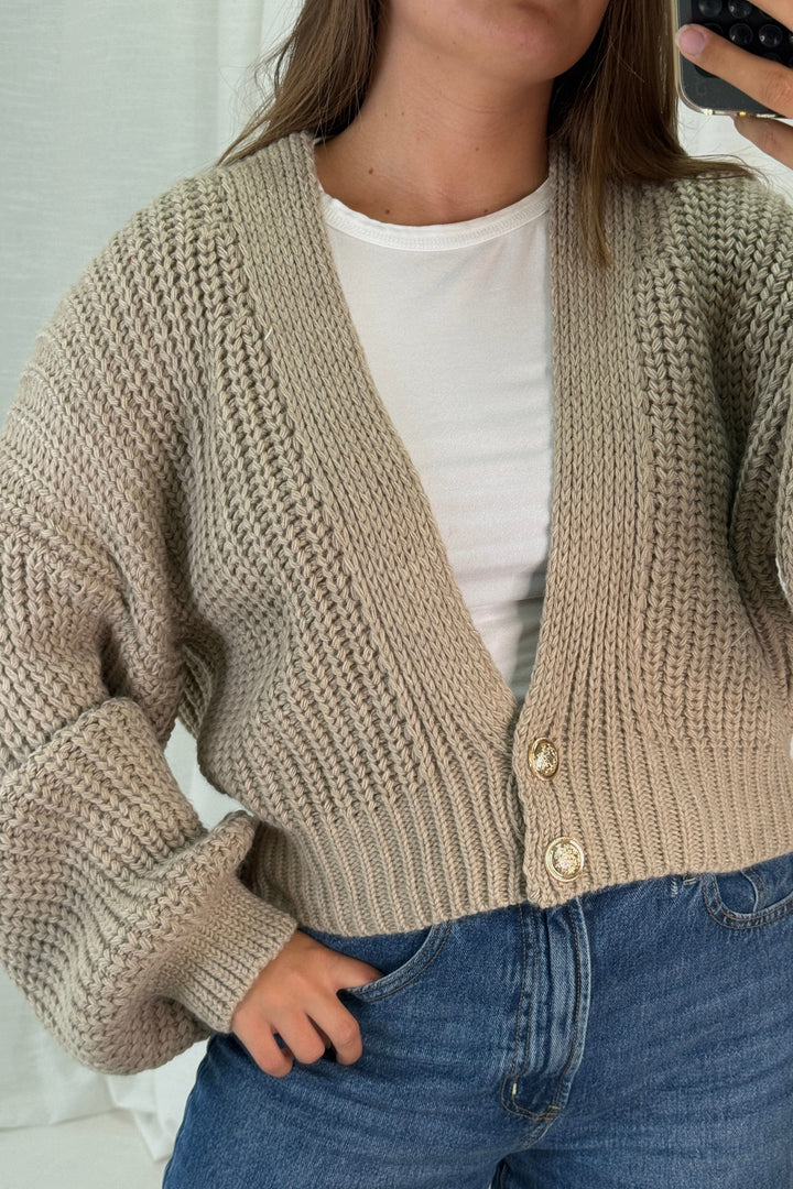 A-bee - Ivy Cardigan - Taupe Cardigans