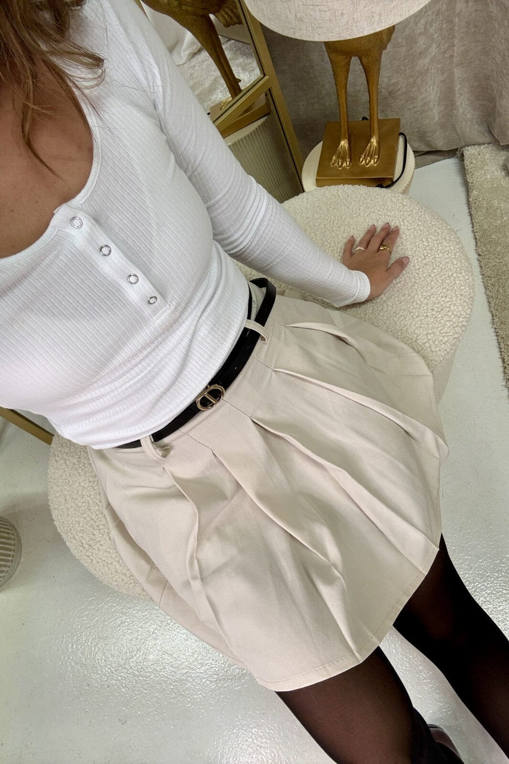 A-bee - Pleated Trapeze Skirt 24937 1 - Beige Nederdele