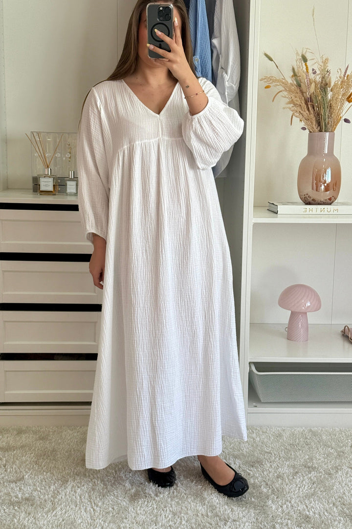 A-bee - Signe Dress - White Kjoler