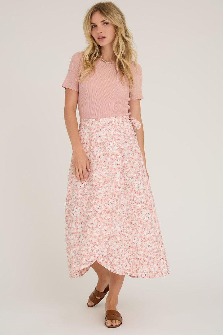 A-View - Rib Knit Short Sleeve Top - 298 Rose