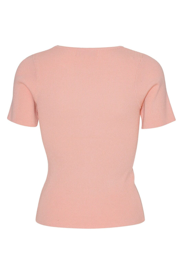 A-View - Rib Knit Short Sleeve Top - 298 Rose