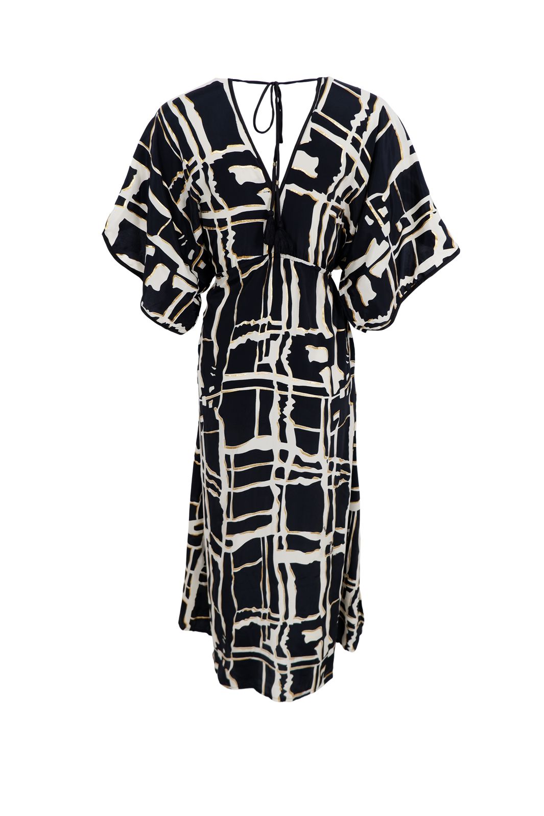 Black Colour - Bcluna Piped V-Neck Dress 39193 - Black Art