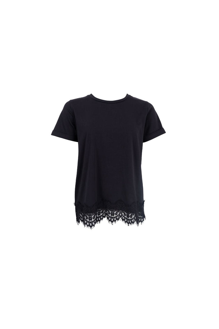 Black Colour - Bcmay Ss Lace Tee 40920 - Shirts - Black