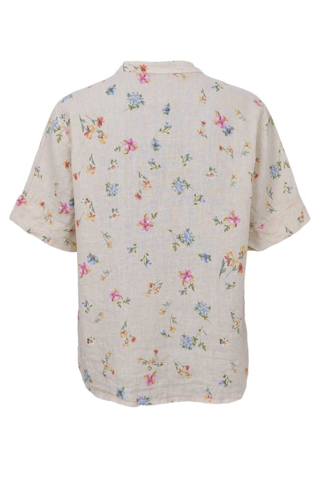 Black Colour - Bcmelina Ss Linen Blouse 40842 - Flower