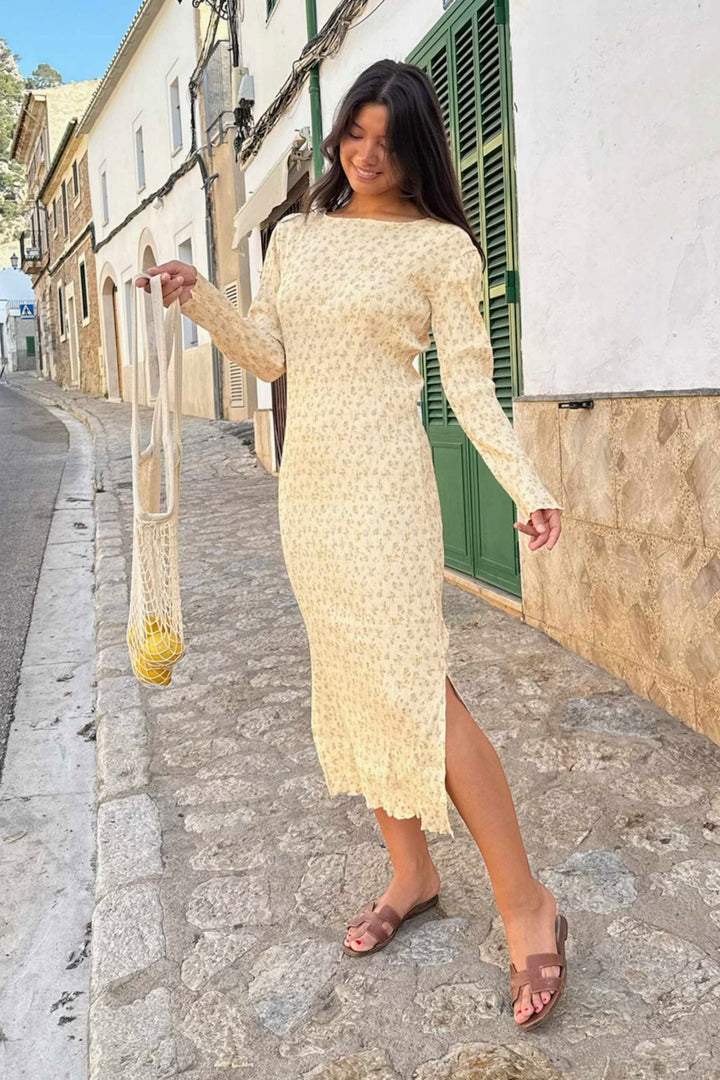 BYIC - Odaic Dress A1015 - Yellow Flower Print Kjoler