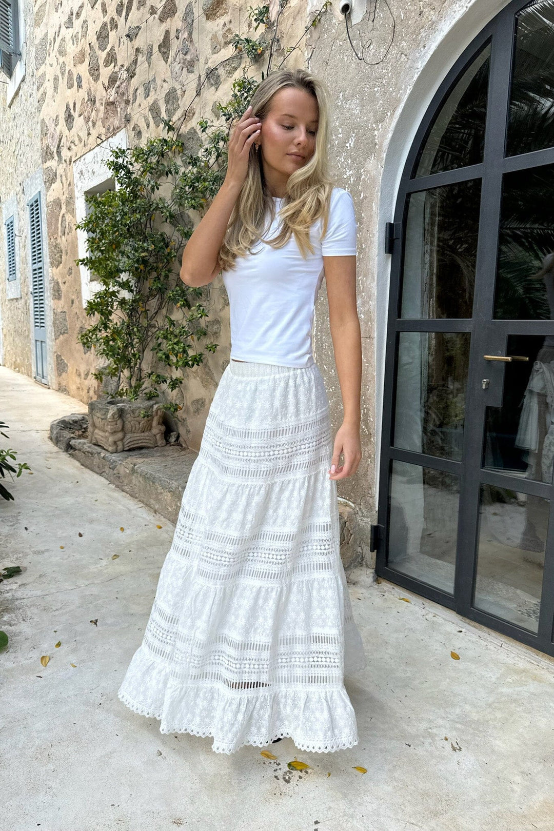 BYIC - Saraic Long Skirt - wl White Lace Nederdele
