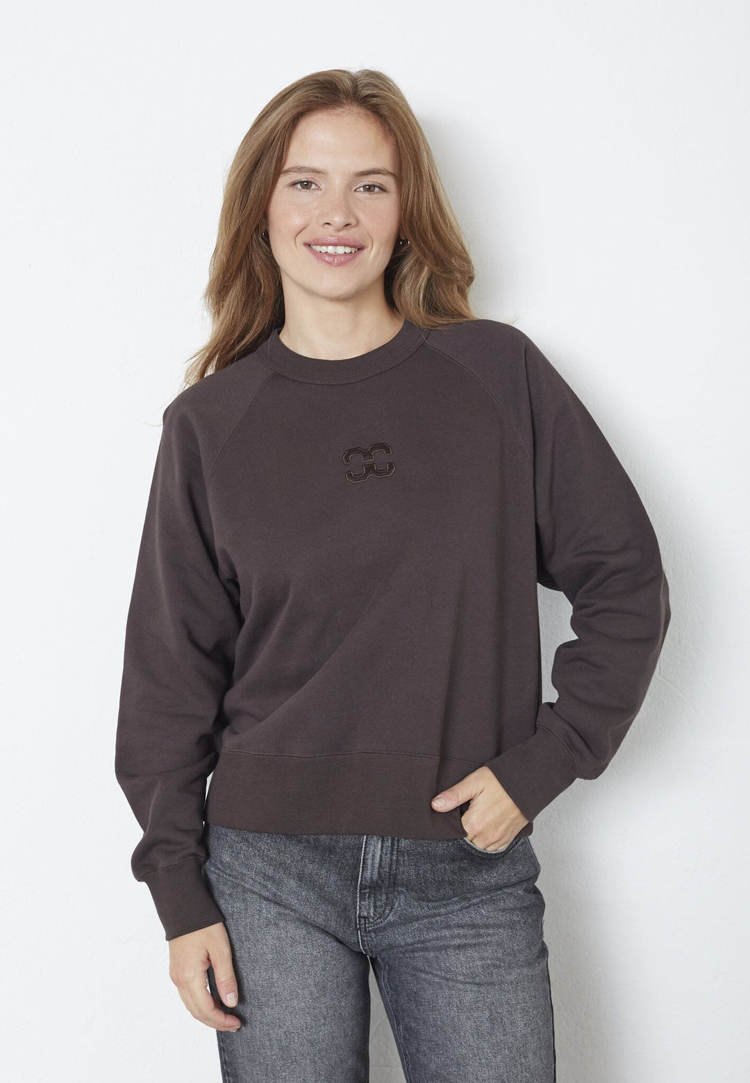 Co´Couture - Eriscc Emb Sweat 47006 - 145 - Dark Brown Sweatshirts