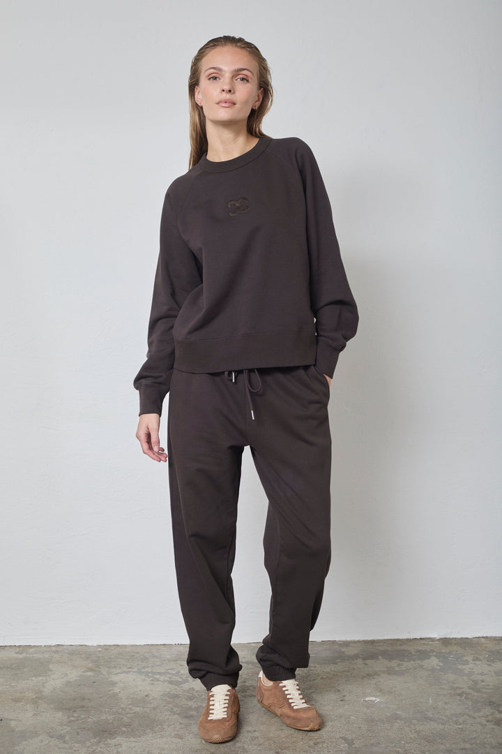 Co´Couture - Eriscc Emb Sweat 47006 - 145 - Dark Brown Sweatshirts