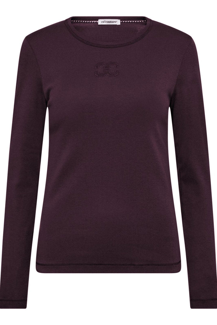 Co´Couture - Grannycc Embroidery Ls Tee 33180 - 67 - Plum Bluser