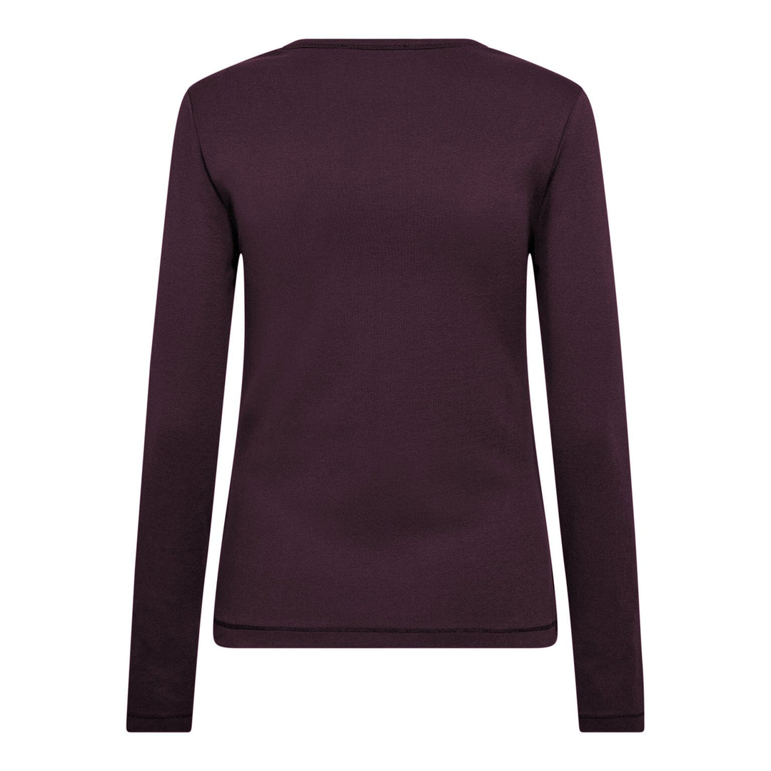 Co´Couture - Grannycc Embroidery Ls Tee 33180 - 67 - Plum Bluser
