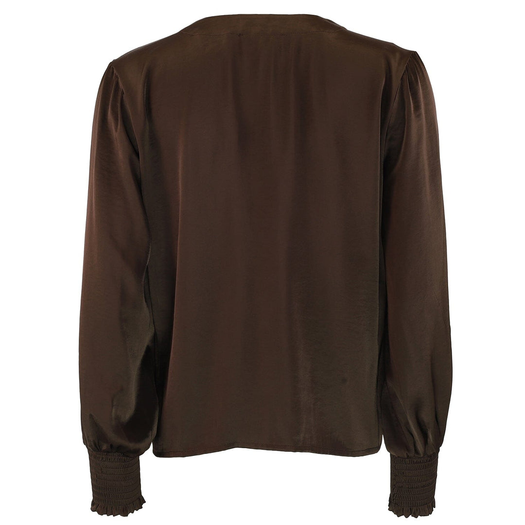 Continue - Karina Satin Wrap 14974 - Brown Bluser