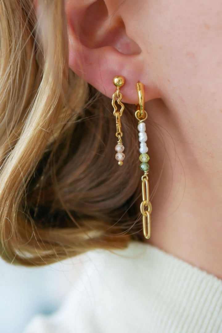 Enamel Copenhagen - Hoops, Abigail - Kaki Green, Light Green And Pearls