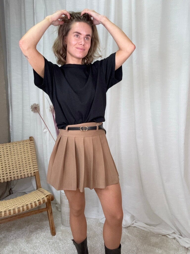 Forudbestilling - A-bee - Pleated Skirt CAMILLE - Camel Nederdele