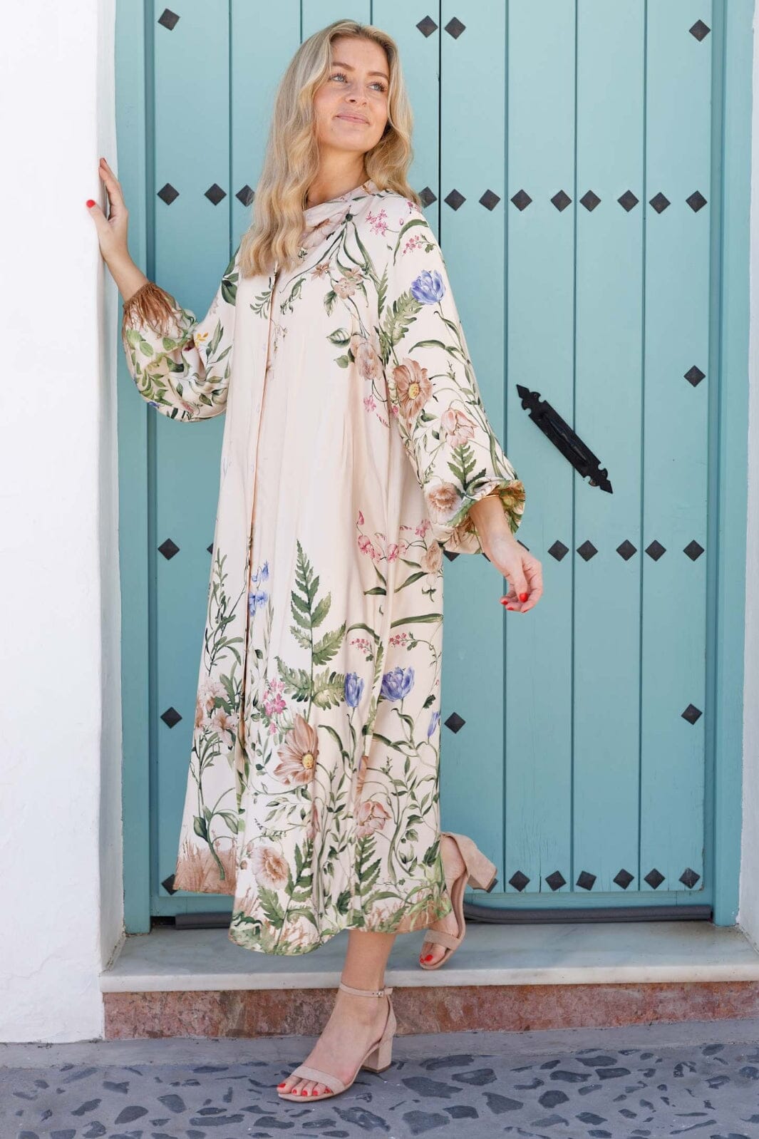 Black Colour - Bczennia Flower Dress 40901 - Champagne