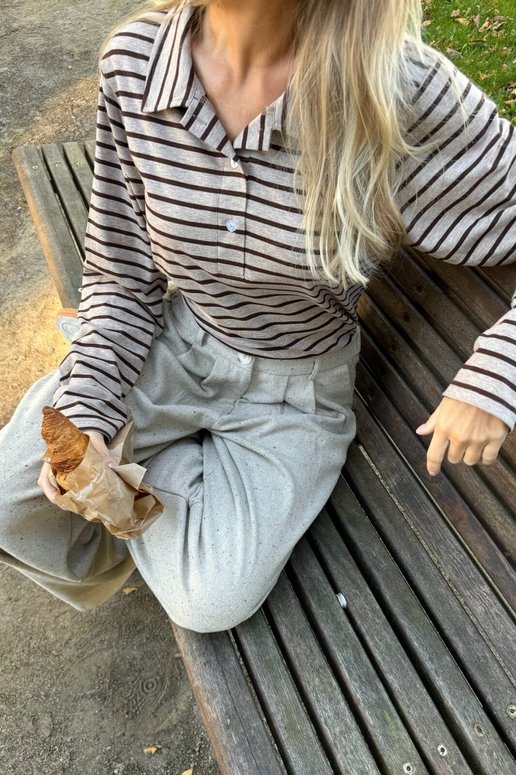 Forudbestilling - BYIC - Carlyic Polo A23757 - Bbs Beige Brown Stripes Bluser