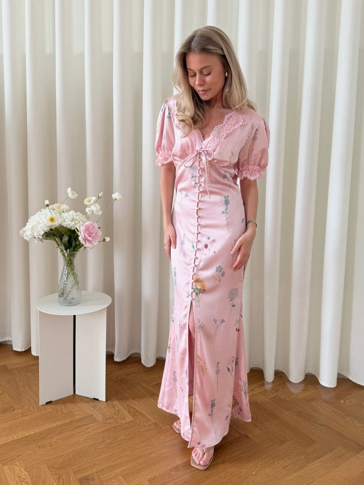 Forudbestilling - BYIC x Molly&My - Agneteic Long Dress A23810 - Pink Flower Print Kjoler