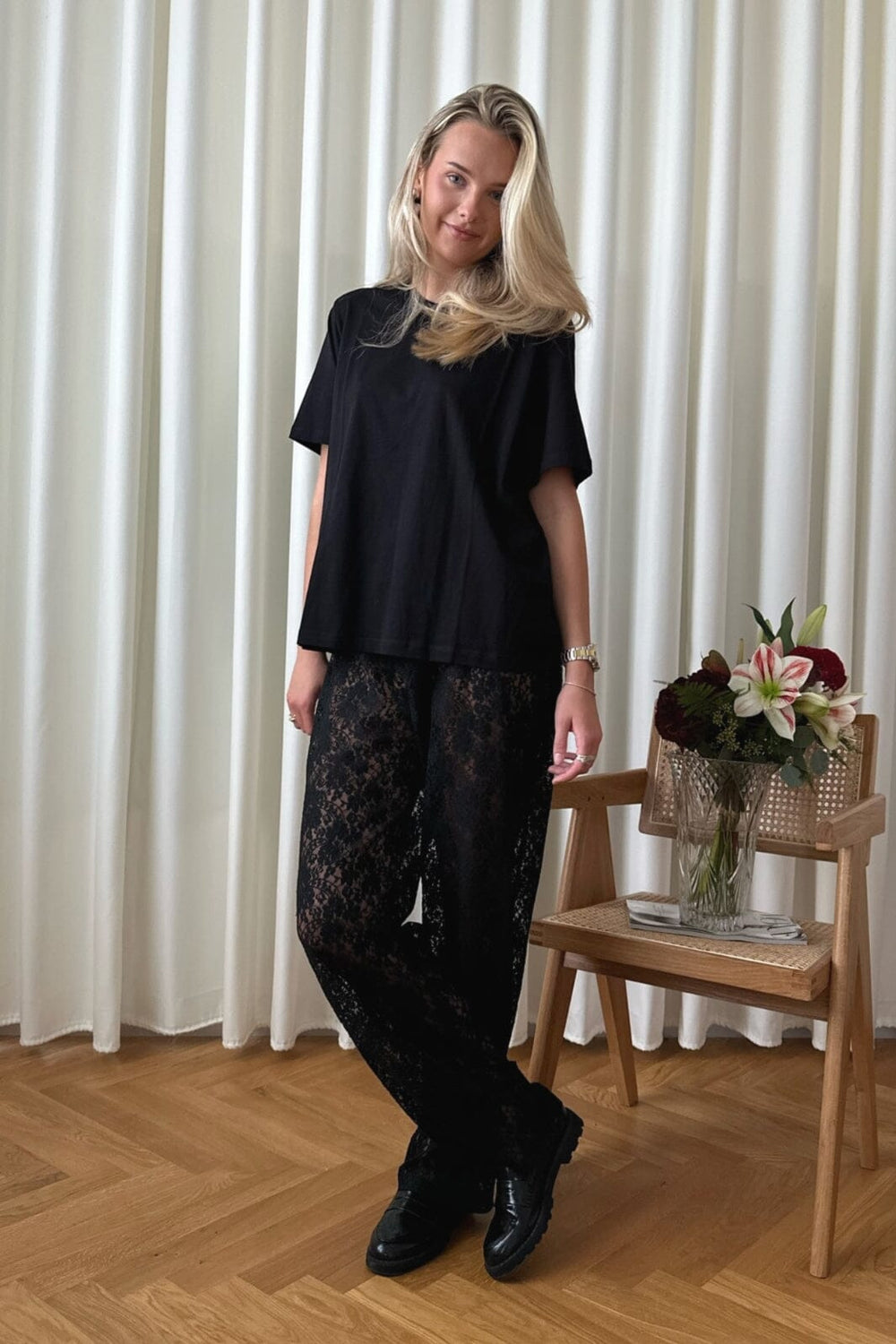 Forudbestilling - BYIC - Zhanna Pants - bl Black Lace Bukser