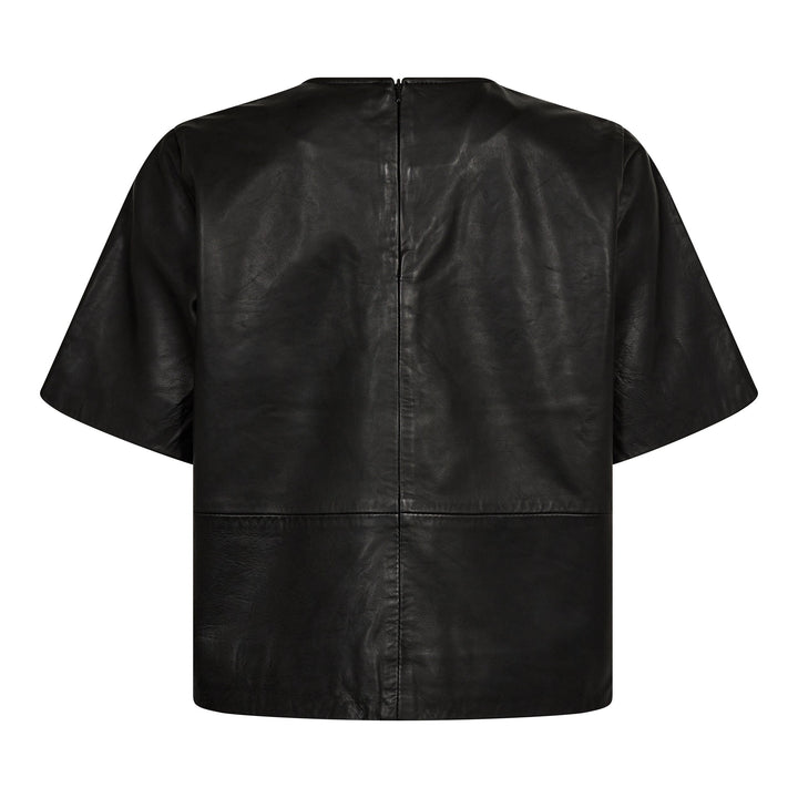 Forudbestilling - Co´couture - Phoebecc Leather Tee 35732 - 96 Black T-shirts