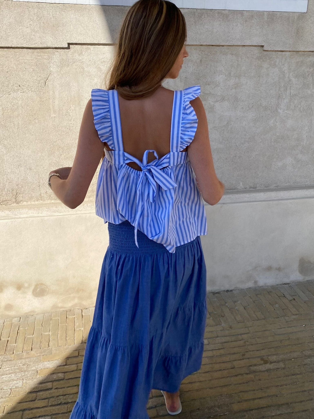 Forudbestilling - Continue - Lulu Bow - Light Blue Stripe Toppe