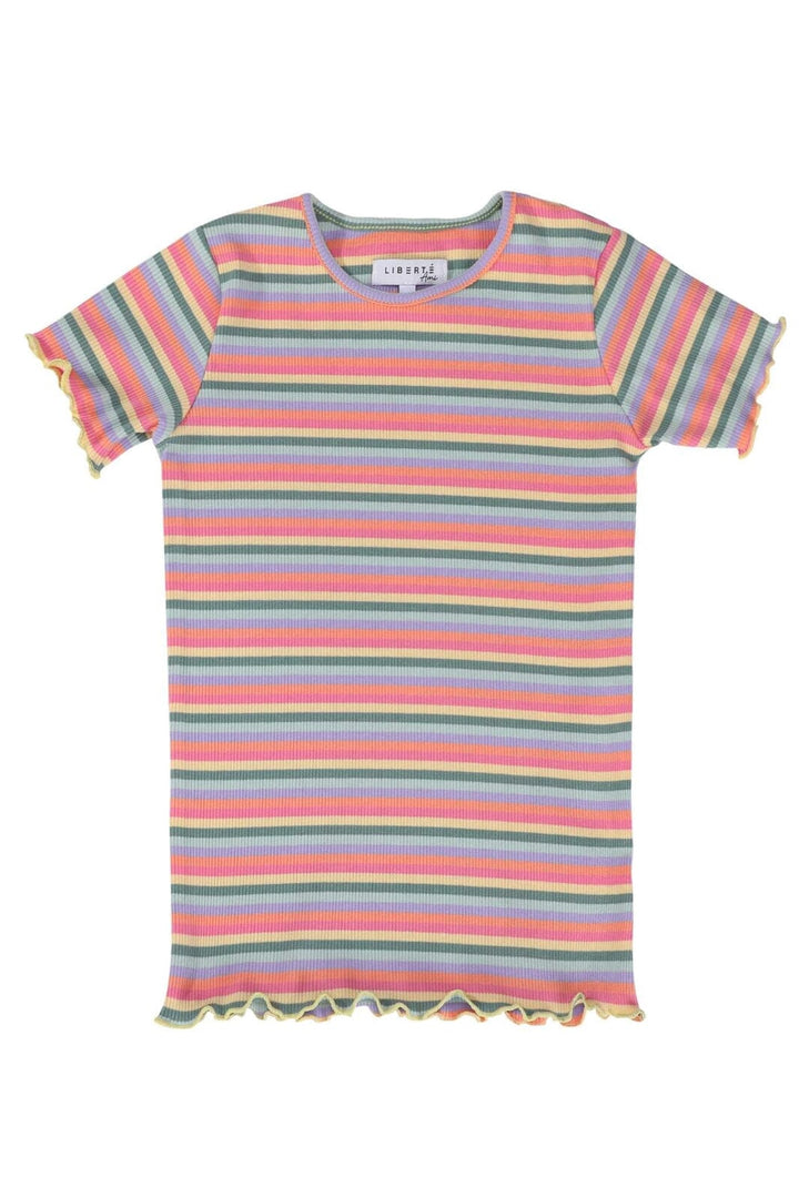 Liberte Ami - Natalia-Ss-Blouse-Kids 21067 - Multi Orange Pink Stripe