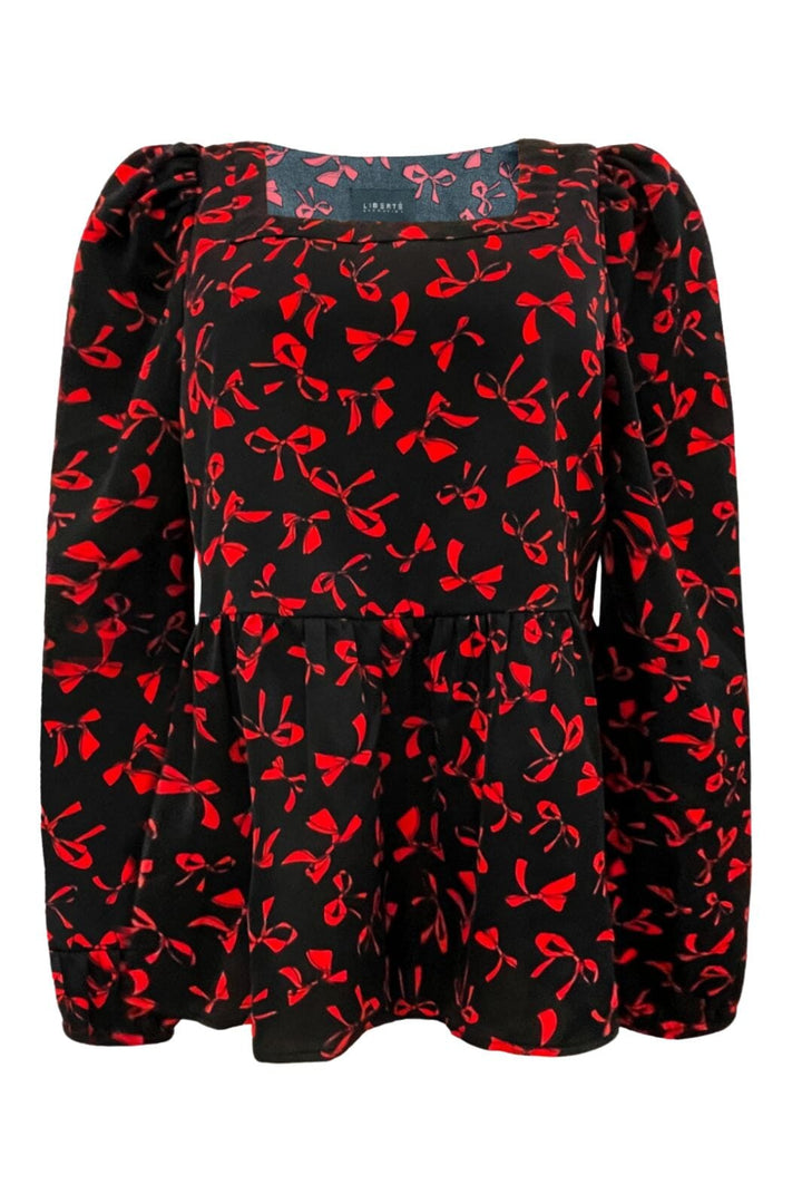 Forudbestilling - Liberte - Cecilie-Ls-Blouse 22130 - Black Red Bow Bluser