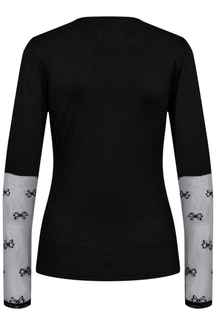 Forudbestilling - Liberte - Isa-Ls-Lace-Sleeve-Blouse - Black Bow Bluser