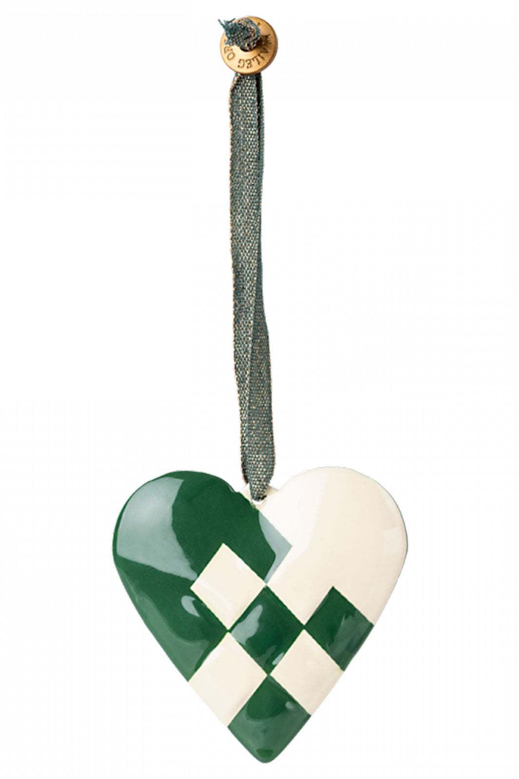 Maileg - Metal Ornament, Braided Heart 14-2502-00 - Dark Green