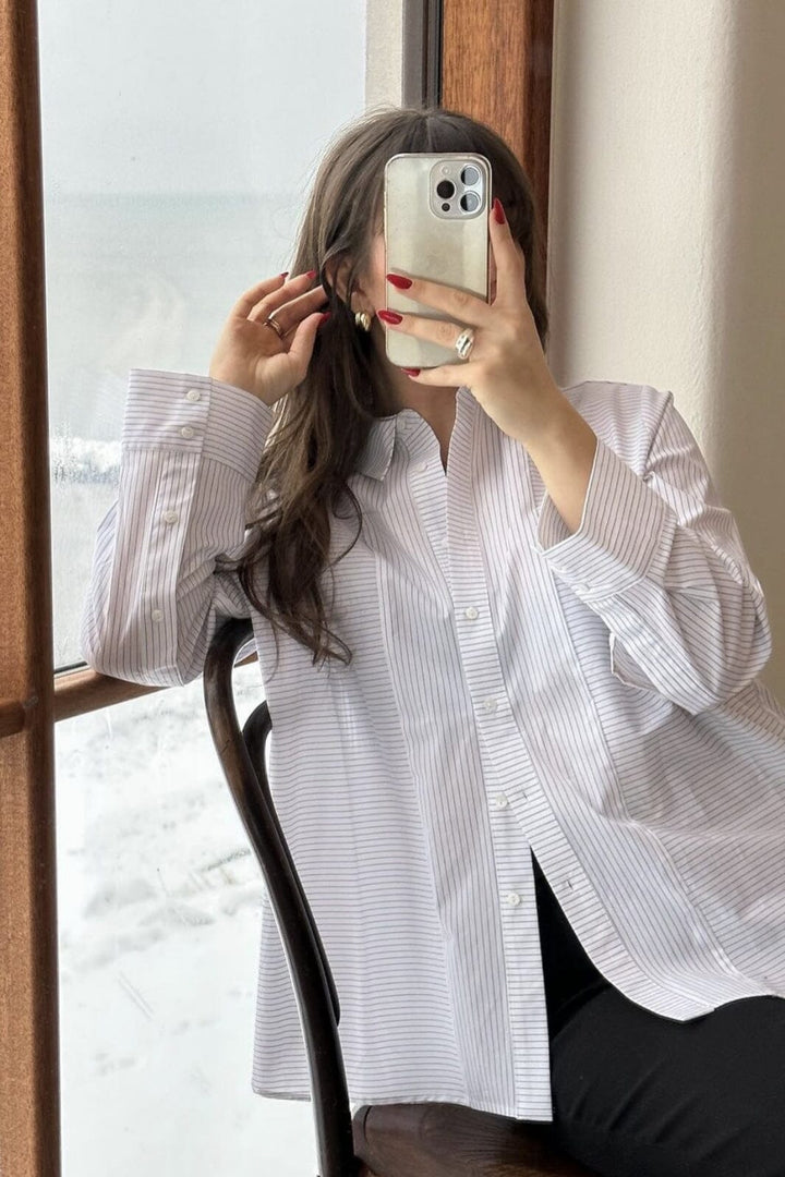 Neo Noir - Gili Stripe Shirt - White