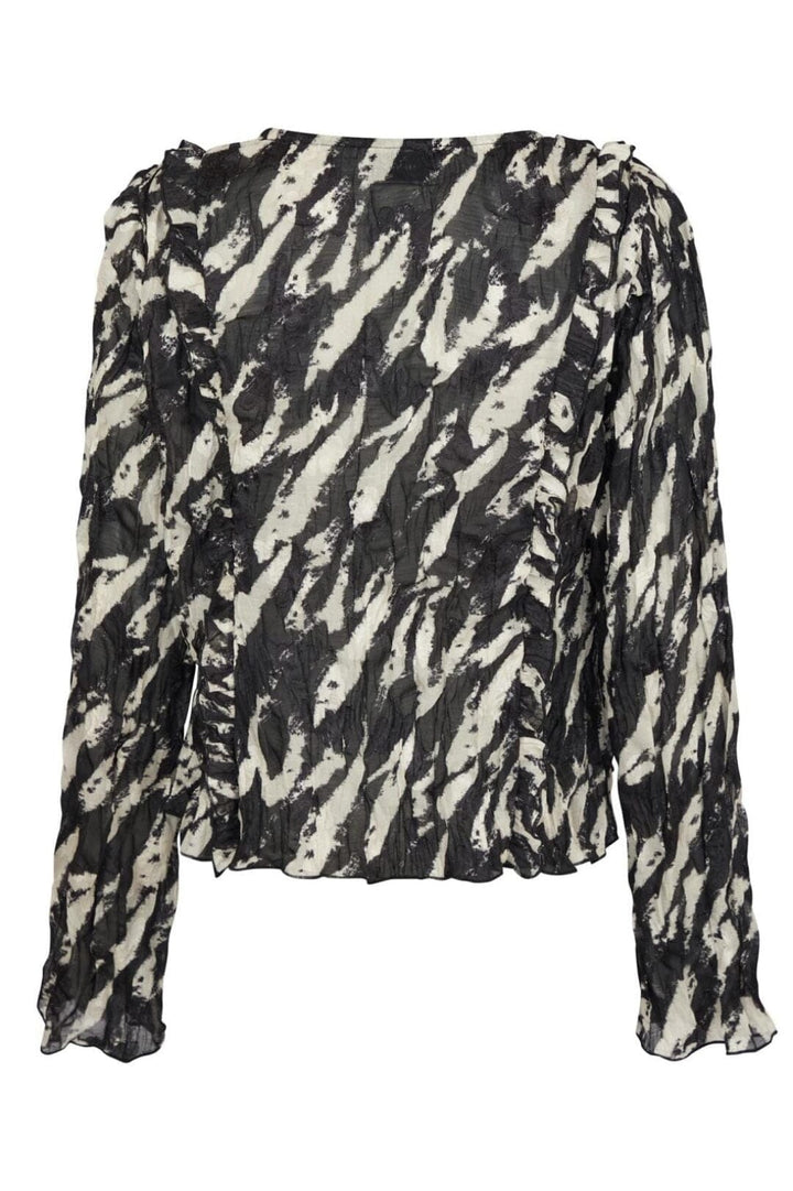 Forudbestilling - Neo Noir - Indy Distressed Zebra Blouse - Black Bluser