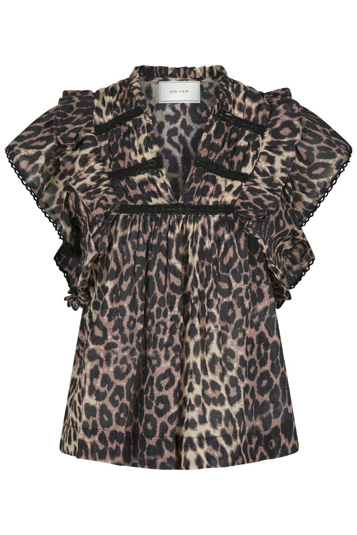 Forudbestilling - Neo Noir - Jayla Leo Voile Top - Leopard Toppe