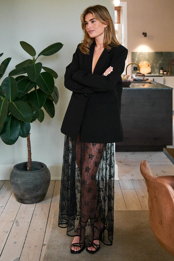 Forudbestilling - Neo Noir - Loreta Lace Sequins Skirt 164611 - 100 - Black Nederdele