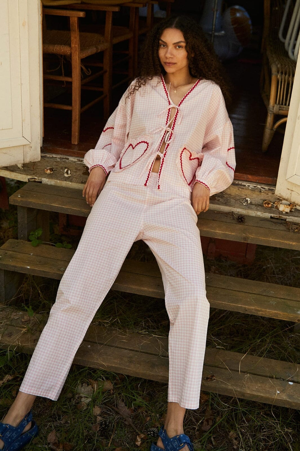 Forudbestilling - Sissel Edelbo - Asta Organic Cotton Pants SE 1022 - Pink Checks Bukser