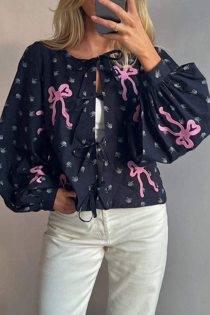 Sissel Edelbo - Nicoline Top SE 1168 - Black W. Cyclamen Pink