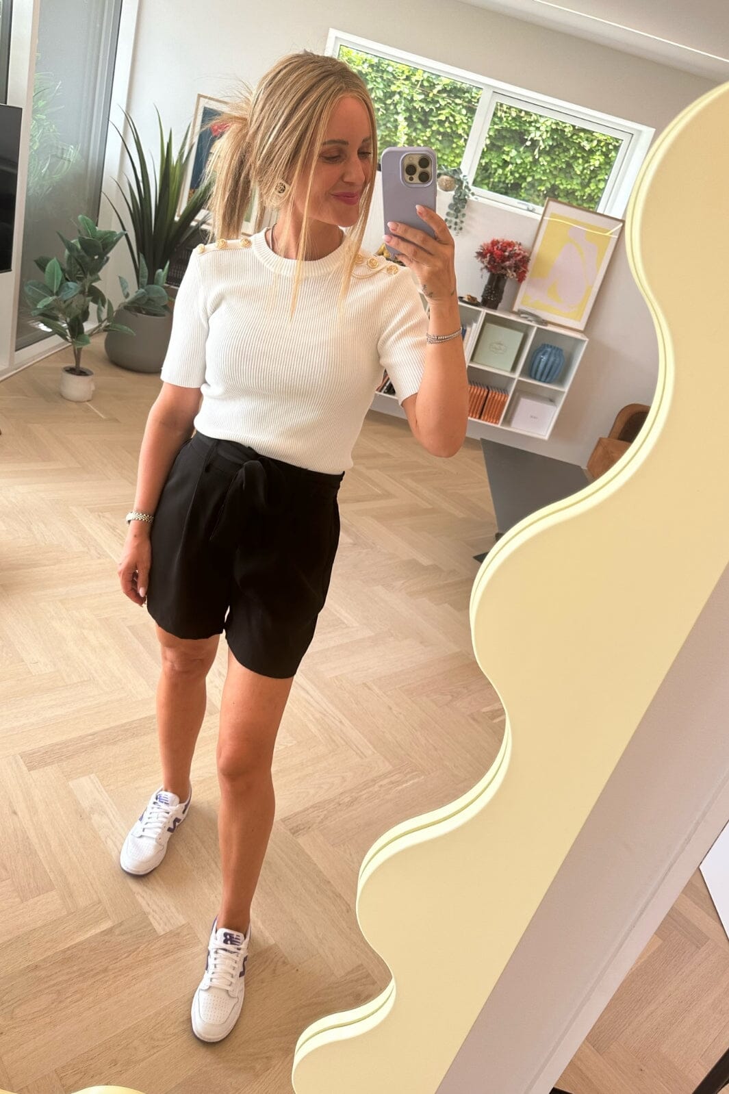 Valentin Studio - Gold Button Knit T-shirt - Off White