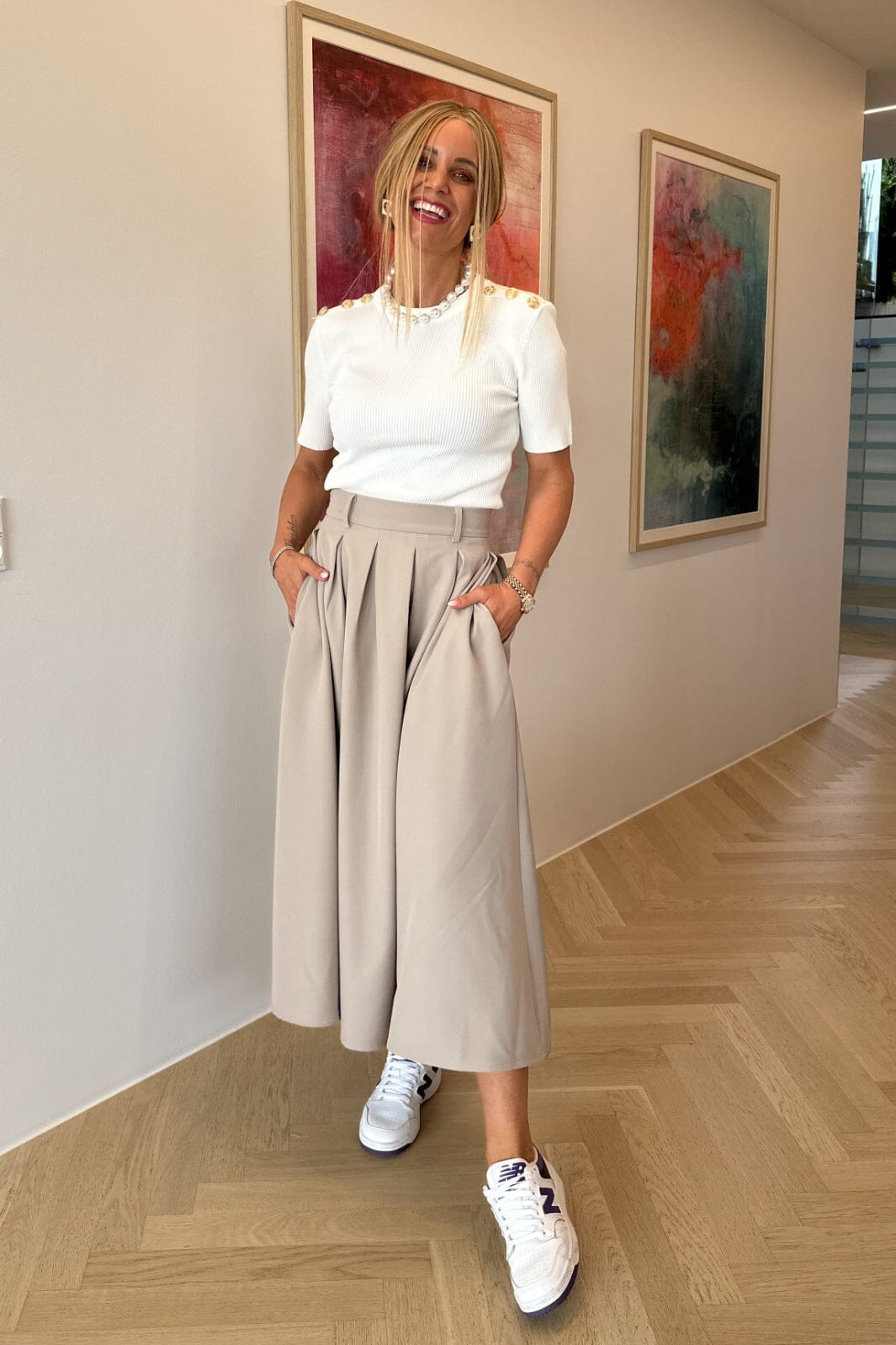 Valentin Studio - Gold Button Knit T-shirt - Off White