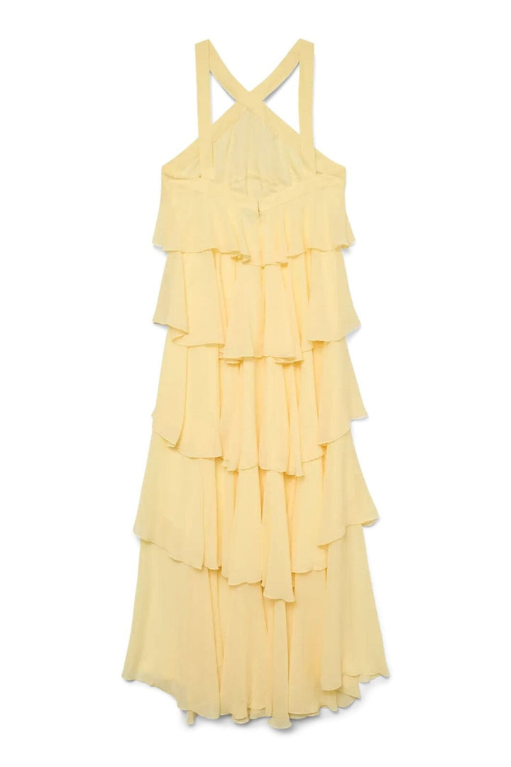 Forudbestilling - Vero Moda - Vmfelicia Sl Ruffle Maxi Dress - 4748265 Pale Banana