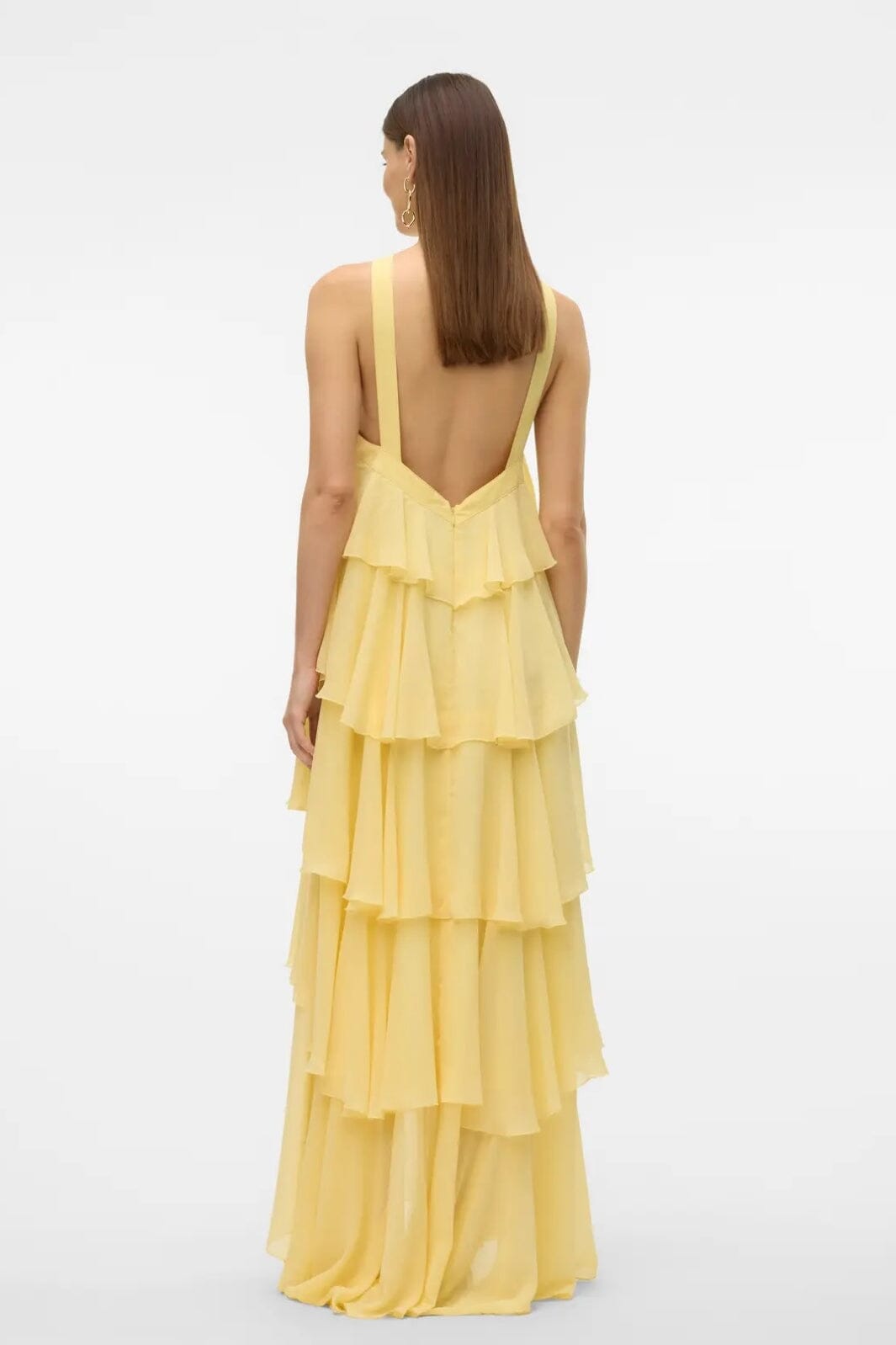 Forudbestilling - Vero Moda - Vmfelicia Sl Ruffle Maxi Dress - 4748265 Pale Banana