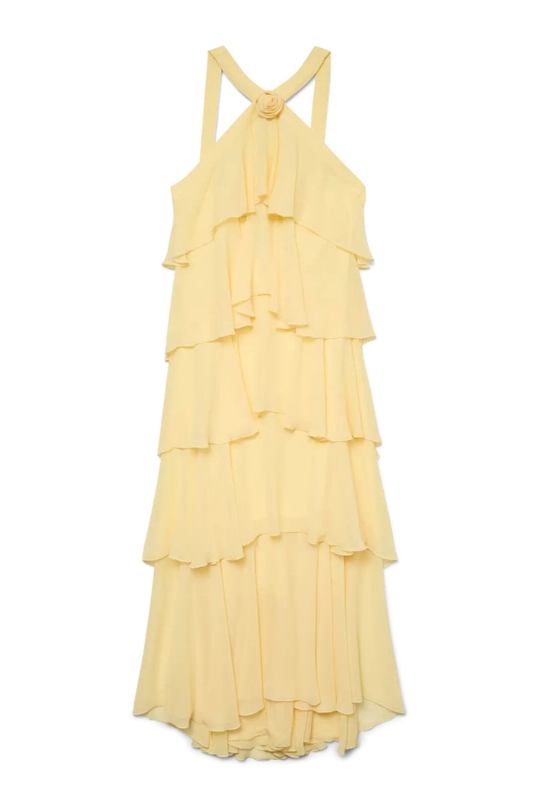 Forudbestilling - Vero Moda - Vmfelicia Sl Ruffle Maxi Dress - 4748265 Pale Banana