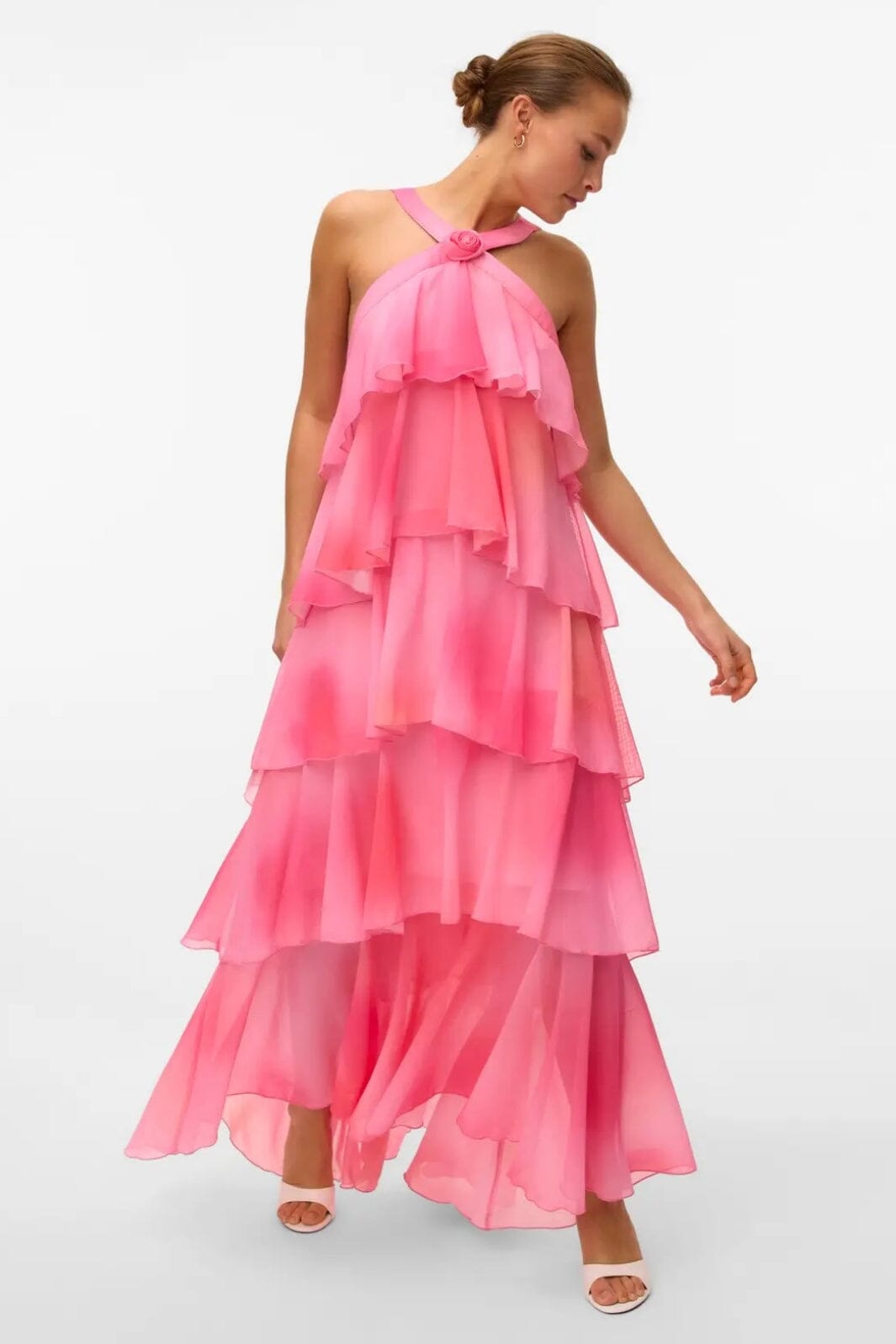 Forudbestilling - Vero Moda - Vmfelicia Sl Ruffle Maxi Dress - 4783973 Cherry Blossom Tie Dye Aop