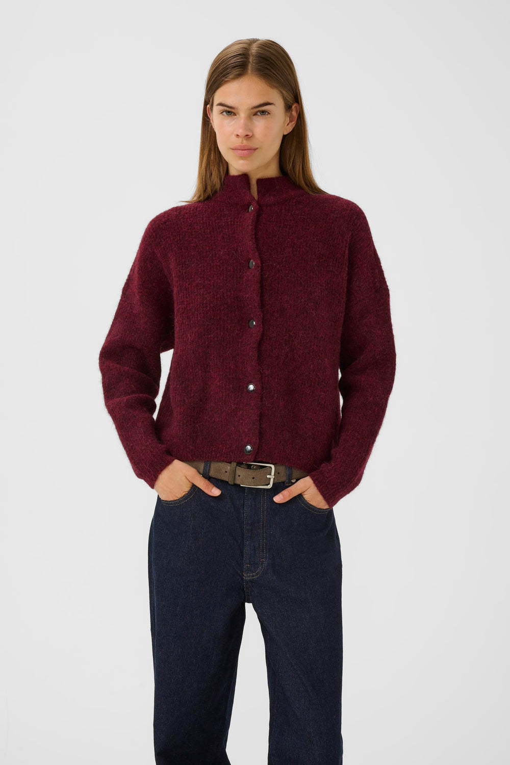 Gestuz - Alphagz Short Cardigan 10906463 - 107340 - Blood Red Mélange Cardigans