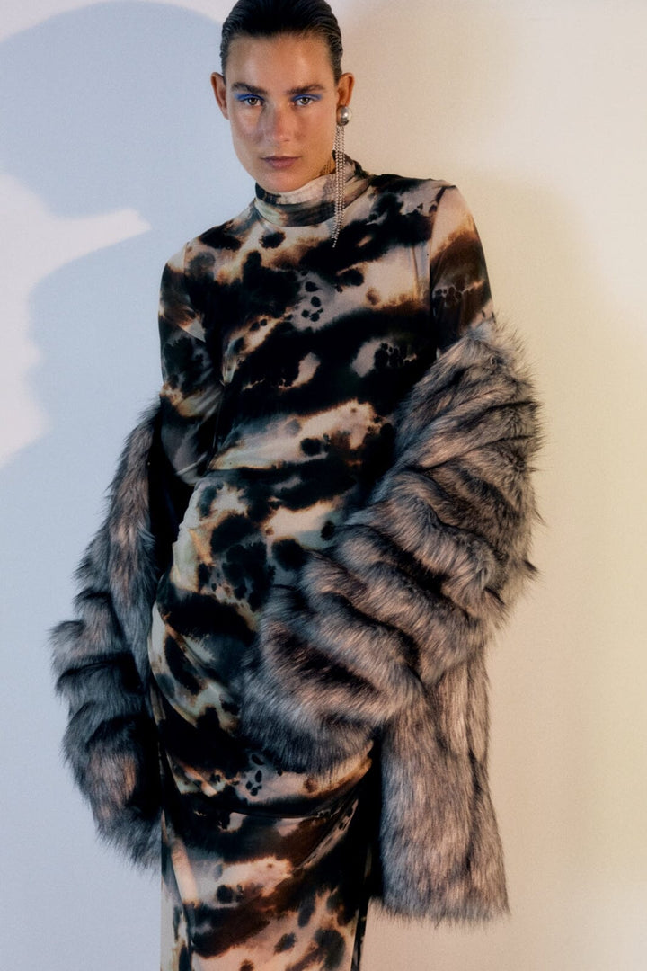 Gestuz - Behkagz P Mesh Dress - 106281 Brown Batic