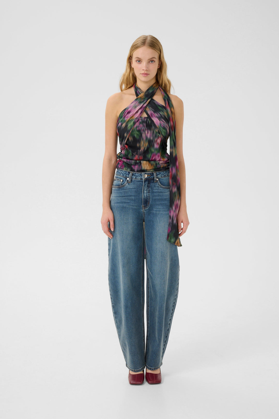 Gestuz - Gzfadia P Top 10910541 - 108294 - Red Faded Flower Toppe