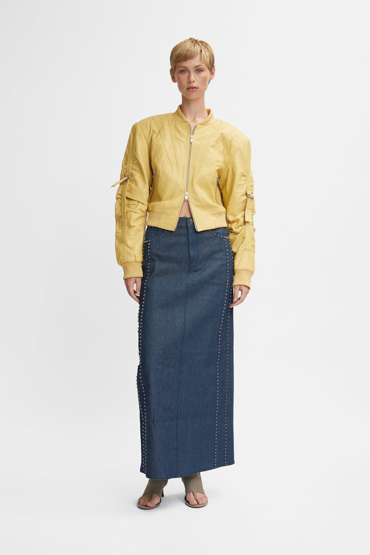 Gestuz - RockieGZ HW long skirt - Dark blue Unwashed