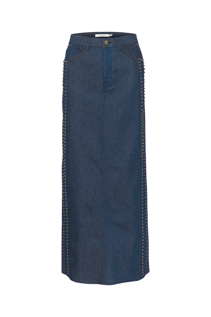 Gestuz - RockieGZ HW long skirt - Dark blue Unwashed