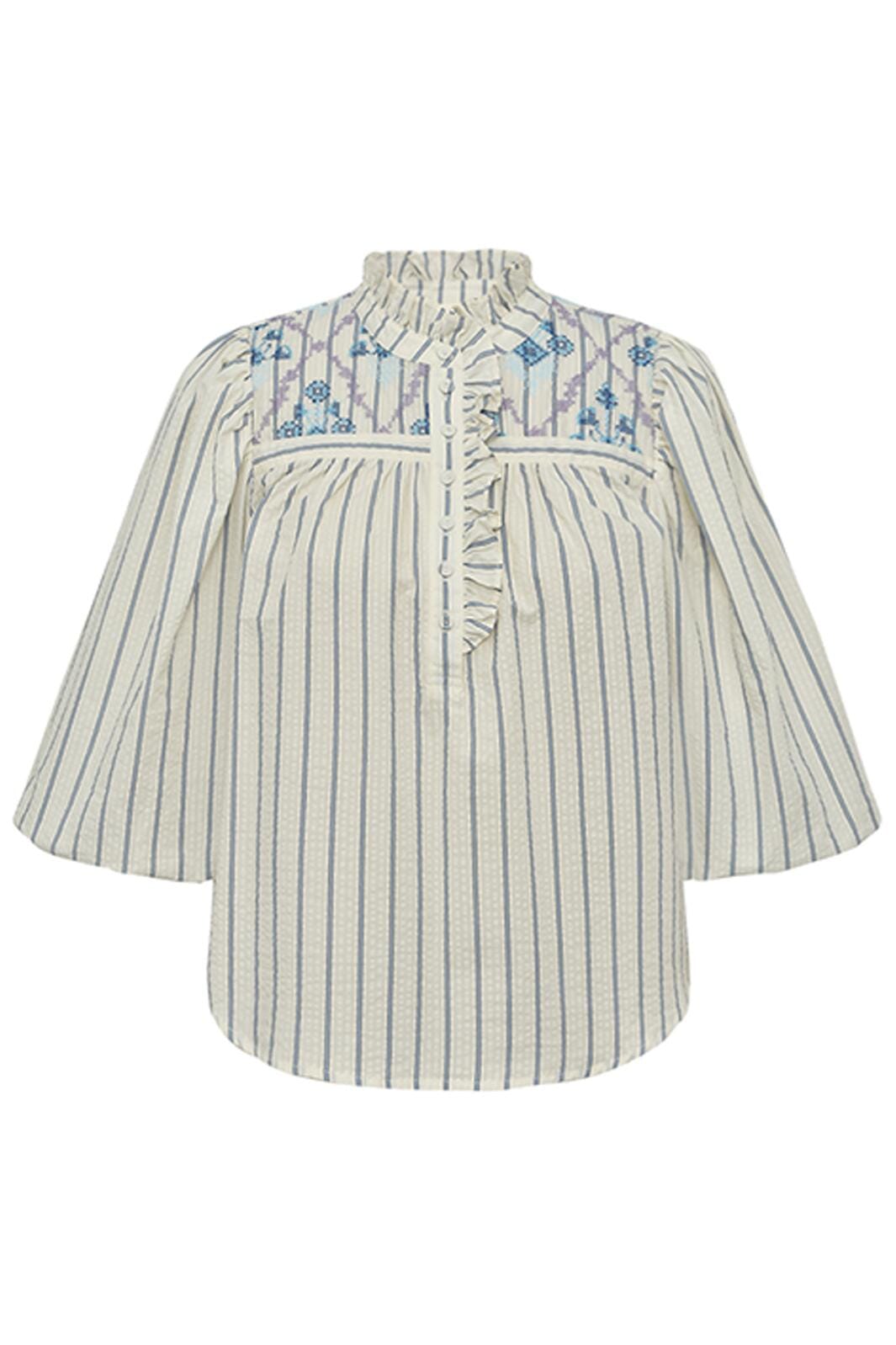 Gossia - Syrenago Jo Blouse G2388 - Creme Blue Stripes
