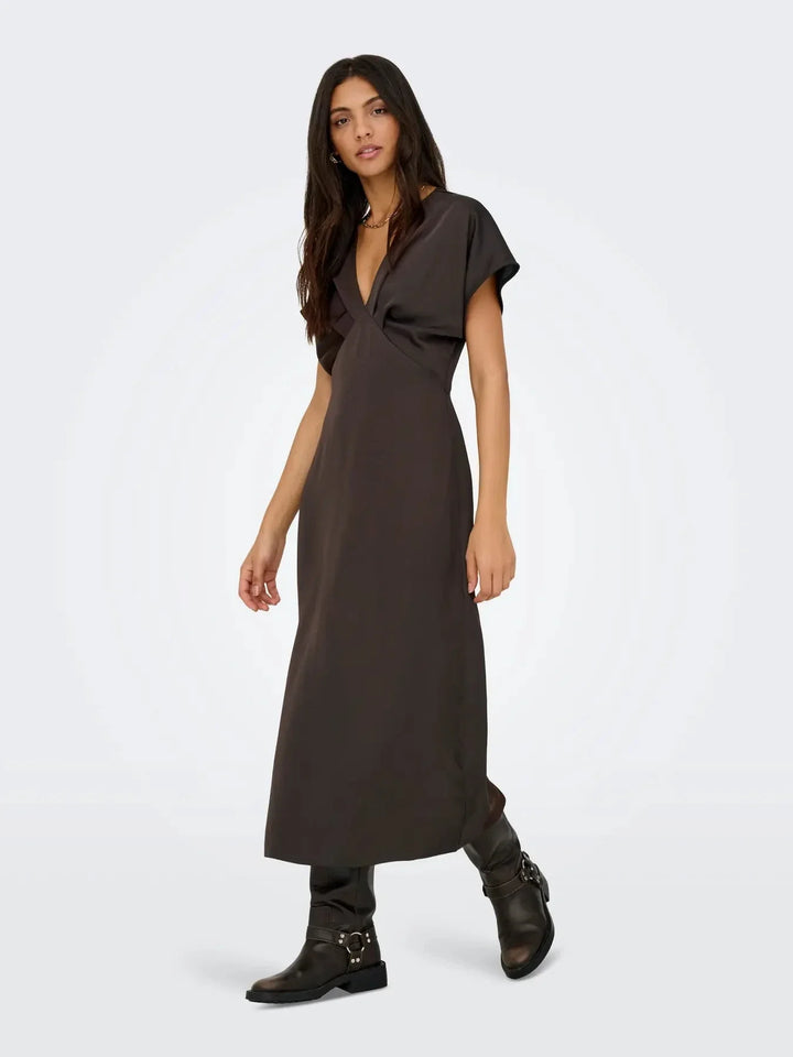 JDY - Jdyurba S/S Midi Satin Dress - 5021148 Chocolate Torte Kjoler