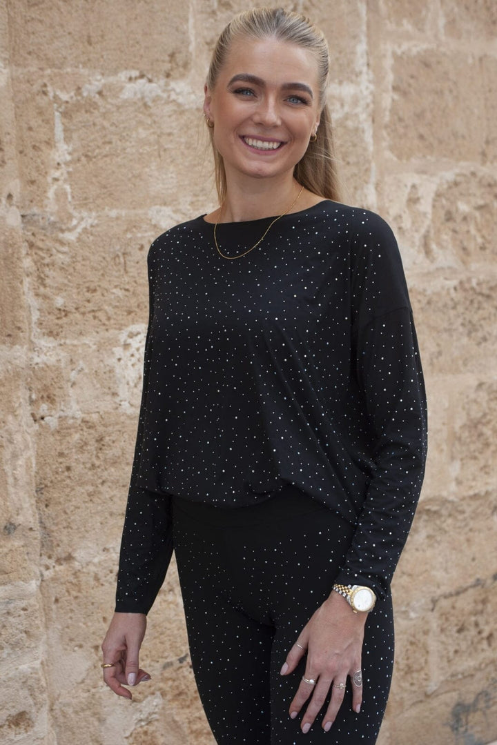 Liberte - Alma-Ls-Top - Black Simili Bluser