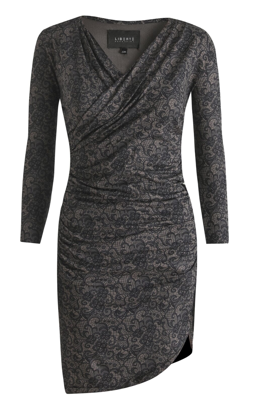 Liberte - Alma-Ls-Wrap-Dress - Black Grey Lace Kjoler